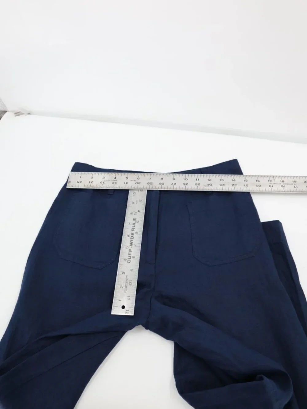 Quince Pants Womens 4 European linen Wide Leg High Rise Flat Front Pockets Blue